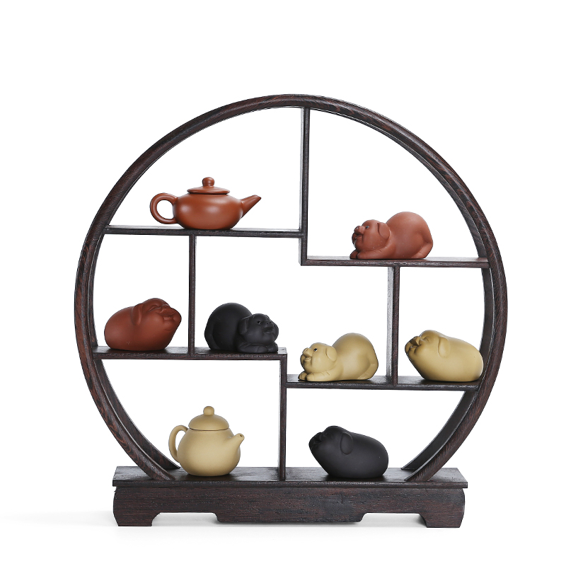 茶宠摆件精品可养鸡翅木茶具x架实木红小博古架紫砂壶多宝阁展示