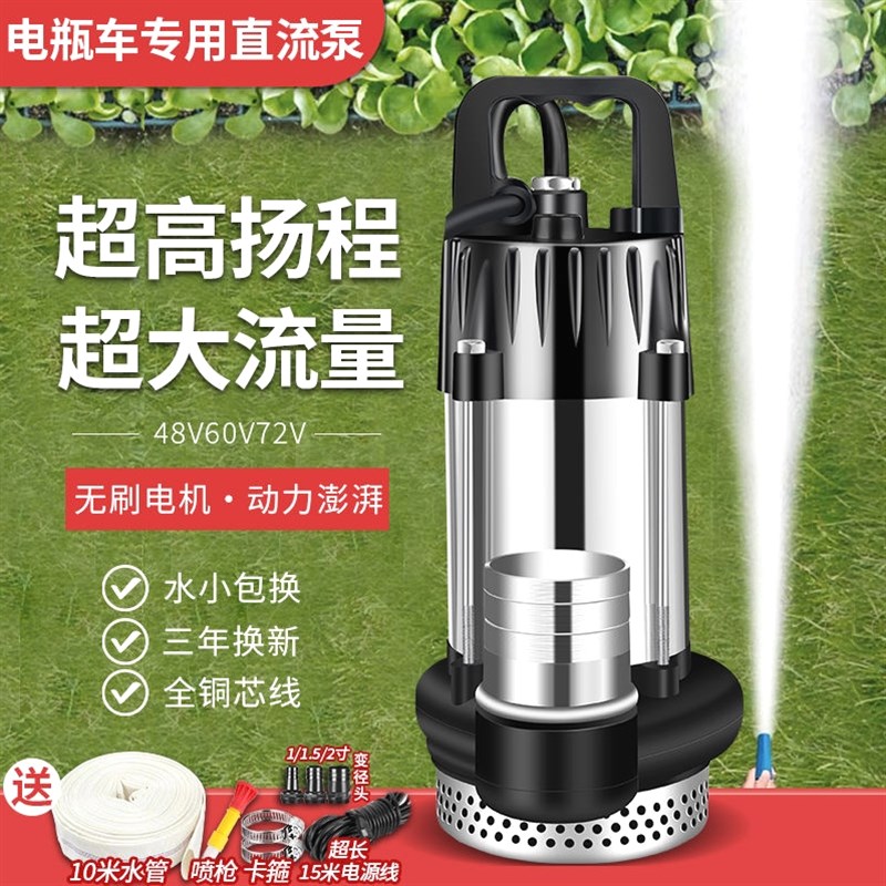 德国进口无刷直流潜水泵48V60V72V电动车通用抽水泵浇菜抽水机电