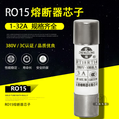 RO15熔断器芯 圆筒10*38陶瓷熔芯RT18/14保险丝管1 2 4 6 10 32A
