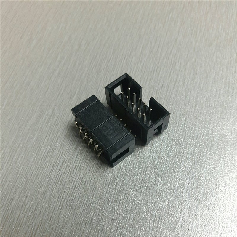 优质2*5P简牛贴片连接器 10PIN双排弯针 间距2.54mm针座IDC排线座