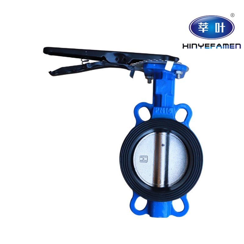 D71X-16 对夹式蝶阀 大体乙丙挂胶手柄蝶阀DN40 50 65 80 100 125