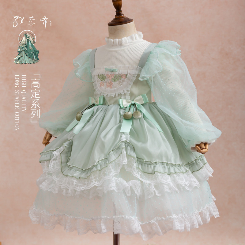 女童公主裙高端连衣裙洛丽塔秋款礼服裙蛋糕裙纱裙蓬蓬裙毛衣裙