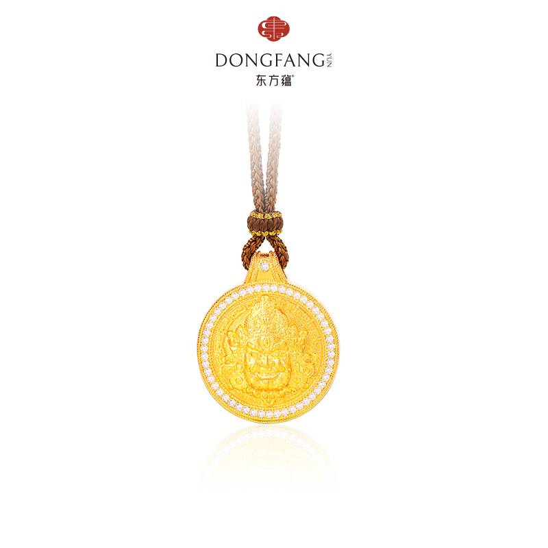 足银999黄财神吊坠镶嵌锆石顺丰