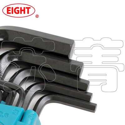 日本原装进口EIGHT百利 平头内六角扳手组套 特殊合金001-S12公制