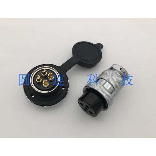 航空插头插座 M25 DF25 GX25-4芯 圆盘法兰 金属连接器 开孔25MM