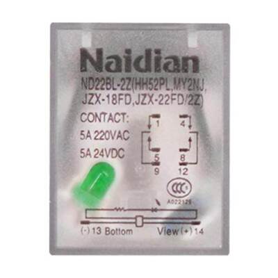 naidian耐电集团ND22BL-2Z HH52PL带灯中间继电器AC220V DC24V