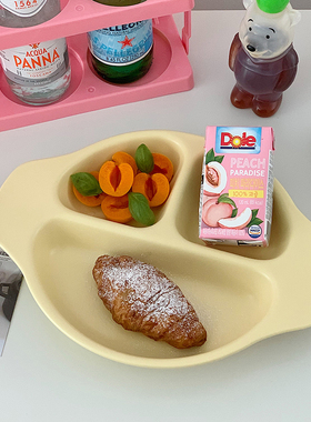 Endless stars 韩式ins风奶黄色陶瓷分格盘3格分餐盘早餐盘儿童