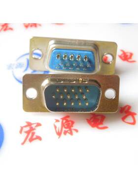 DB15 公头 插板式 三排 15针 VGA 公座 (蓝色) 焊线式 15P