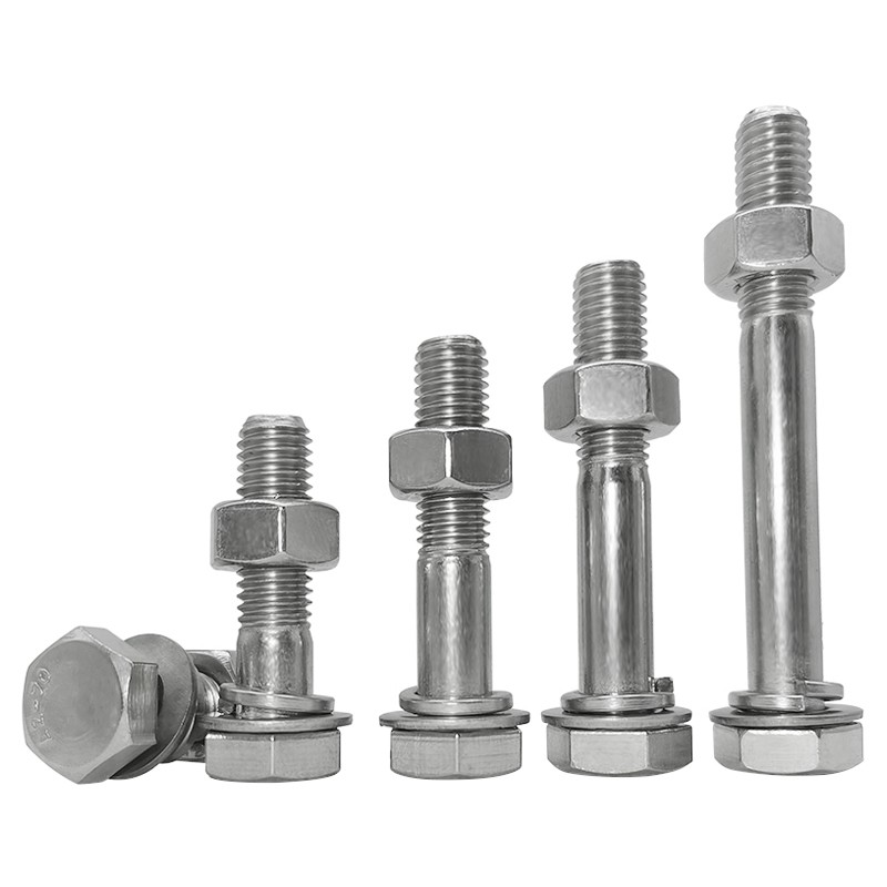 M16M20M22M24*45-300mm不锈钢304半牙外六角螺丝垫片螺母套装螺栓