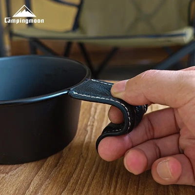 柯曼b-pt雪拉杯手把皮套耐磨防烫头层真牛皮手把套户外碗把手套