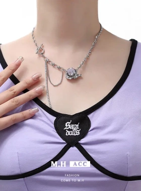 紫色冰川项链女新中式甜酷风清新时尚辣妹颈链锁骨链颈饰