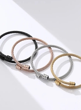 不锈钢磁石手镯宽光面开口手环双磁性控脂饰品配饰