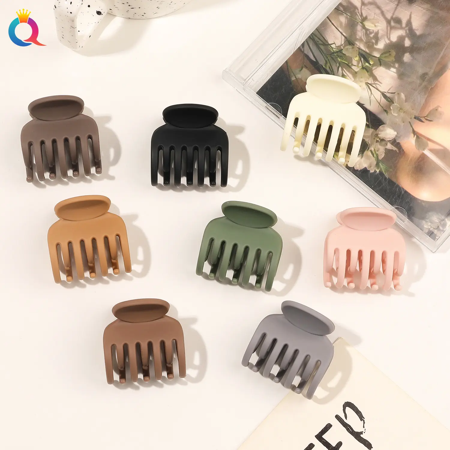 奇阅abs橡皮漆打色方块发夹盘发抓夹后脑勺夹子发饰