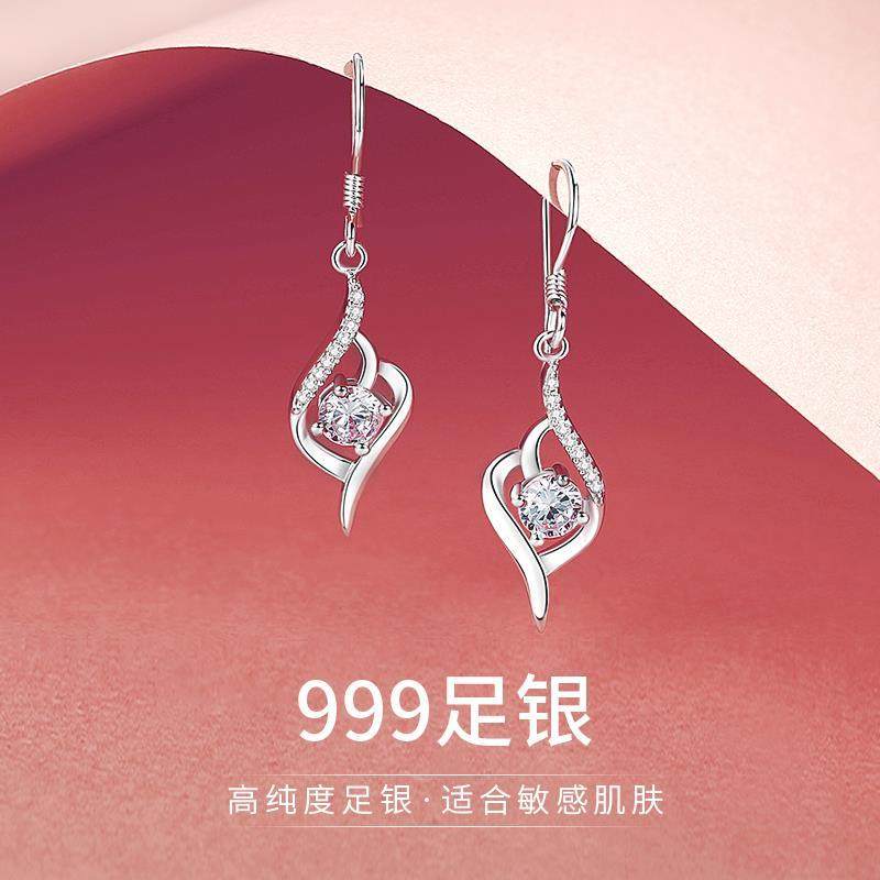 正品999足银耳坠女999纯银耳饰妈妈款耳钉耳环2025新款爆款女人味