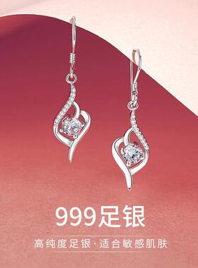 正品999足银耳坠女999纯银耳饰妈妈款耳钉耳环2025新款爆款女人味
