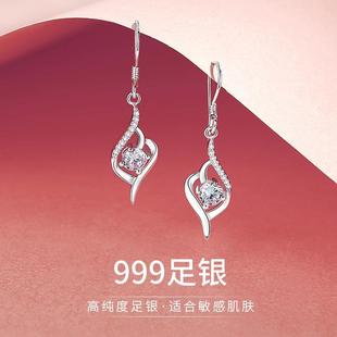 女人味 正品 999足银耳坠女999纯银耳饰妈妈款 耳钉耳环2025新款 爆款