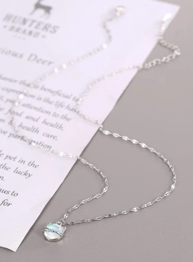 炫彩极光猫咪项链水波嘴唇链女气质甜美月光石喵星球锁骨链