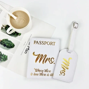 婚庆旅游包先生小姐套pu皮质带挂绳纸卡行李牌夹