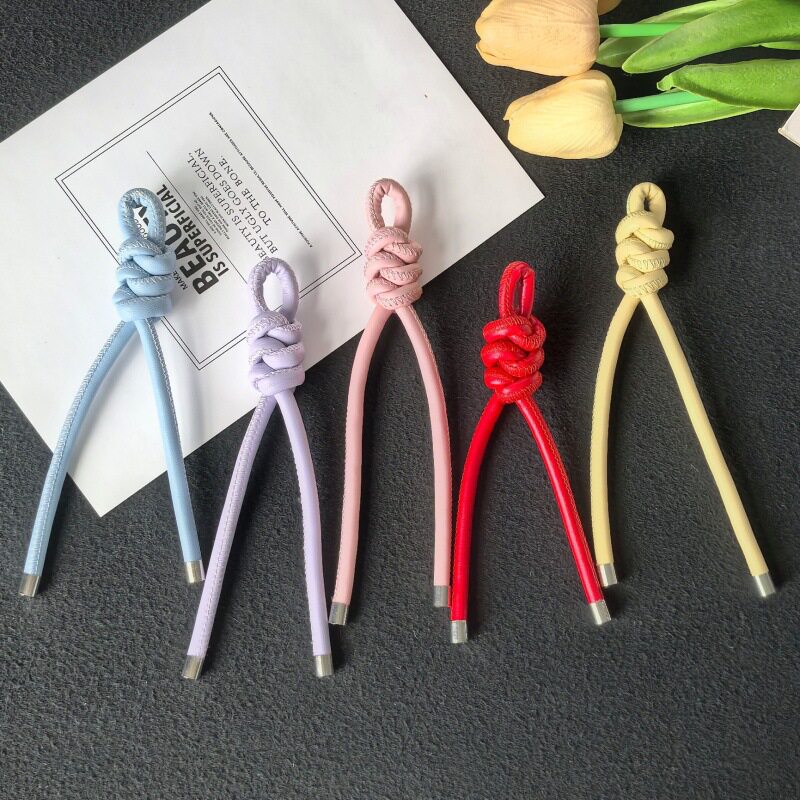 高级编织PU皮绳创意百搭包包挂件手工编织链条挂饰配件