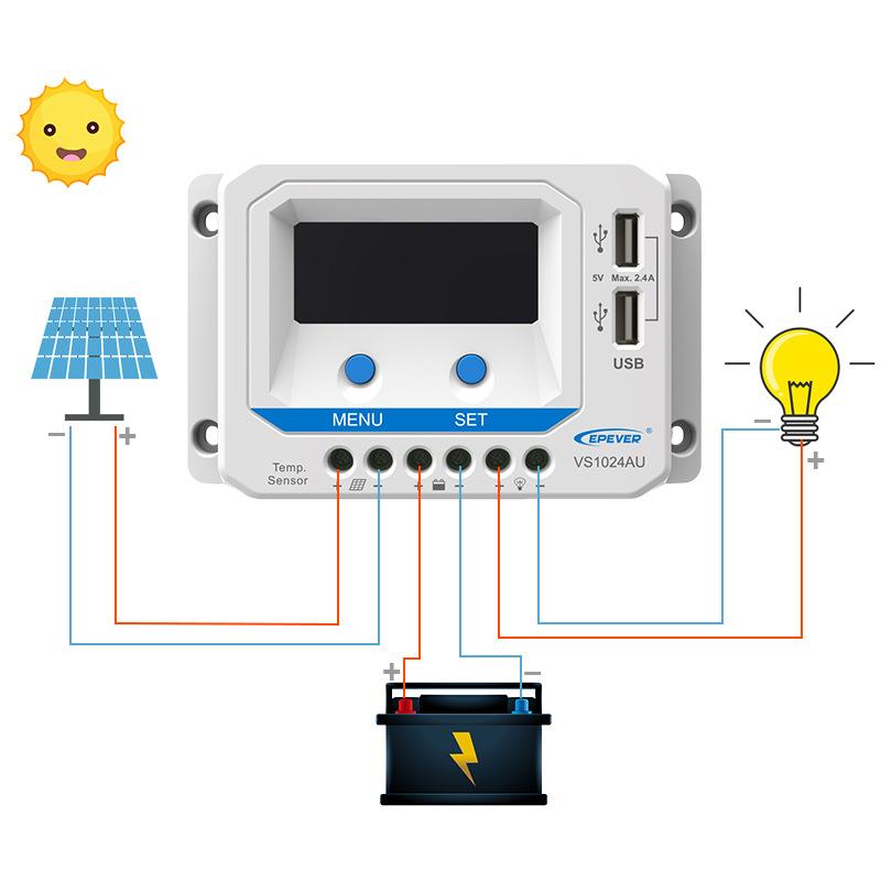 EPEVER太阳能控制器20A12V/24VLCD液晶屏显示双USB插口VS2024AU