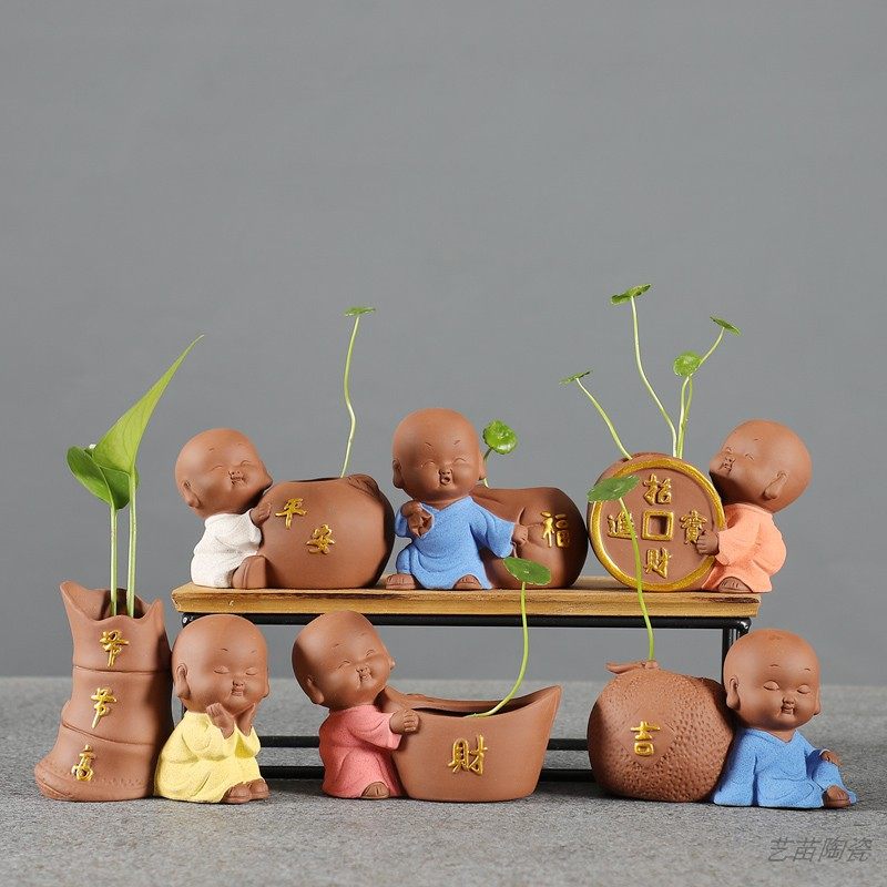 创意陶瓷紫砂小和尚花瓶摆件个性可爱水培花盆家居桌面博古架花瓶,标准件/零部件/工业耗材,输送带/传送带,淘宝优惠券,粉丝福利购,淘宝优惠卷