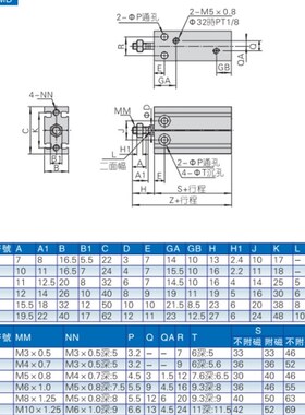 原装亚德客 自由安装气缸 MD20X5S MD20X10S MD20X15S MD20X20S