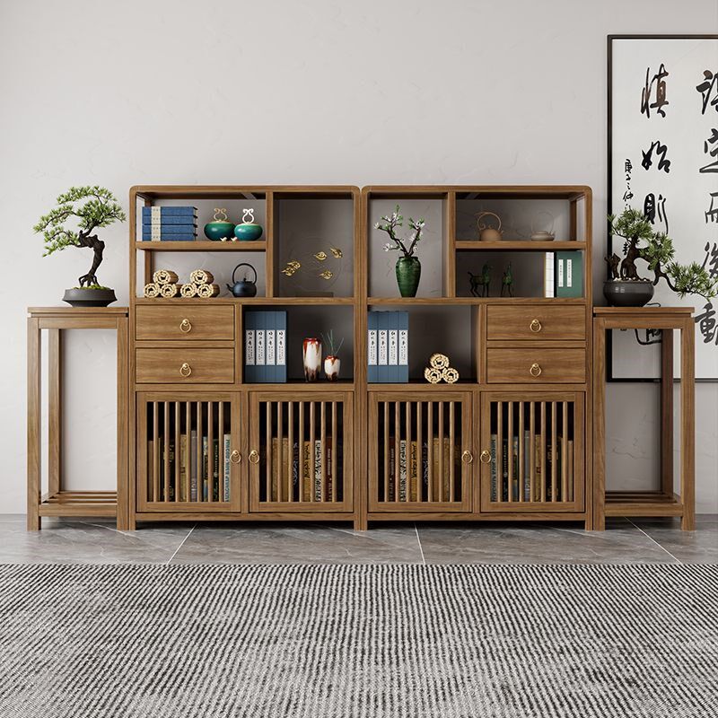 实木博古架橡胶木置物架中式茶具柜子书架落地客厅茶室摆件储物架