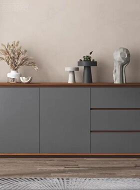 #现代简约整装餐边柜物柜储厨房厅黑客胡桃木色置82003物柜餐白厅