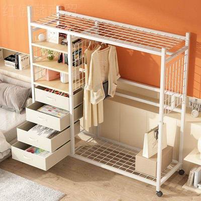 【1.2万人收藏挂衣】架落地卧室家用衣帽PVD架鞋一体可动移架简易