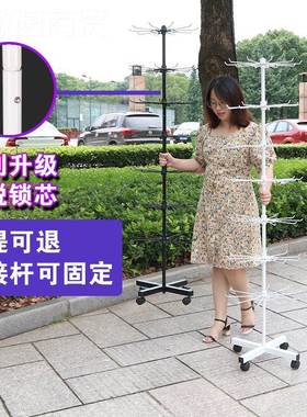 带轮货零售展示架落地子CIU旋转架饰架品挂件展袜围巾摆摊促销货X