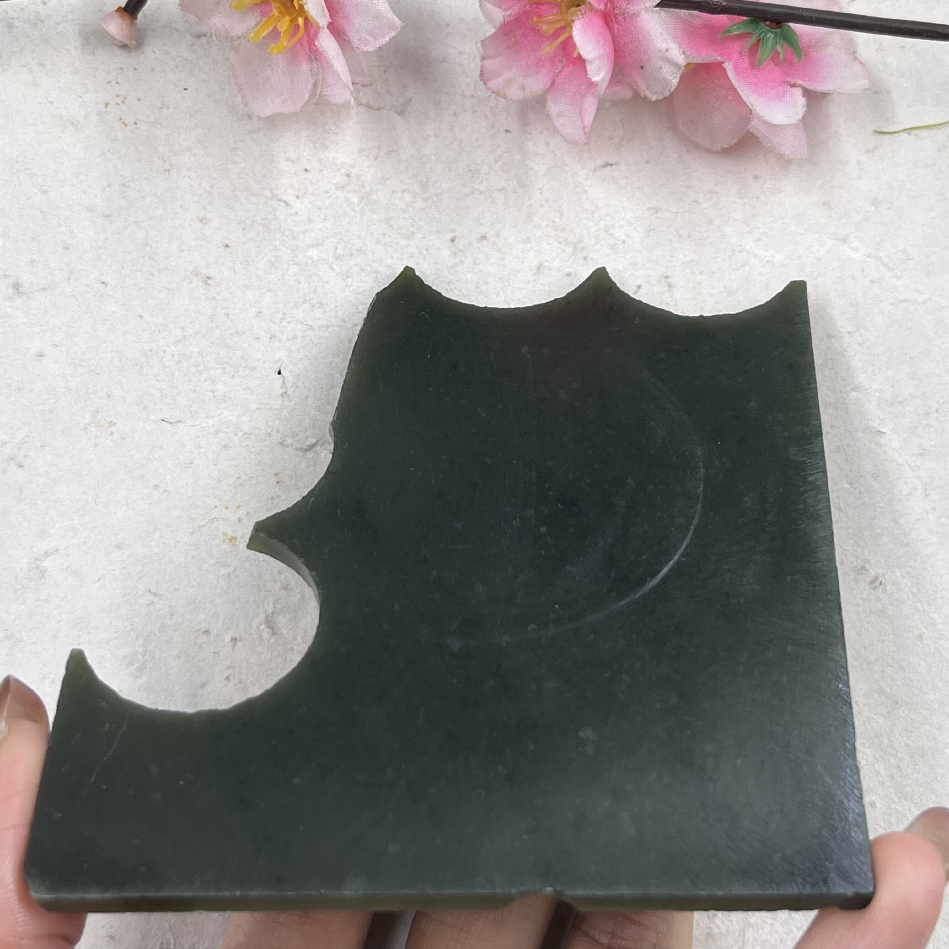 新疆和田玉青玉且末薄片牌子边角料刮痧板玉石料下脚料DIY包邮67