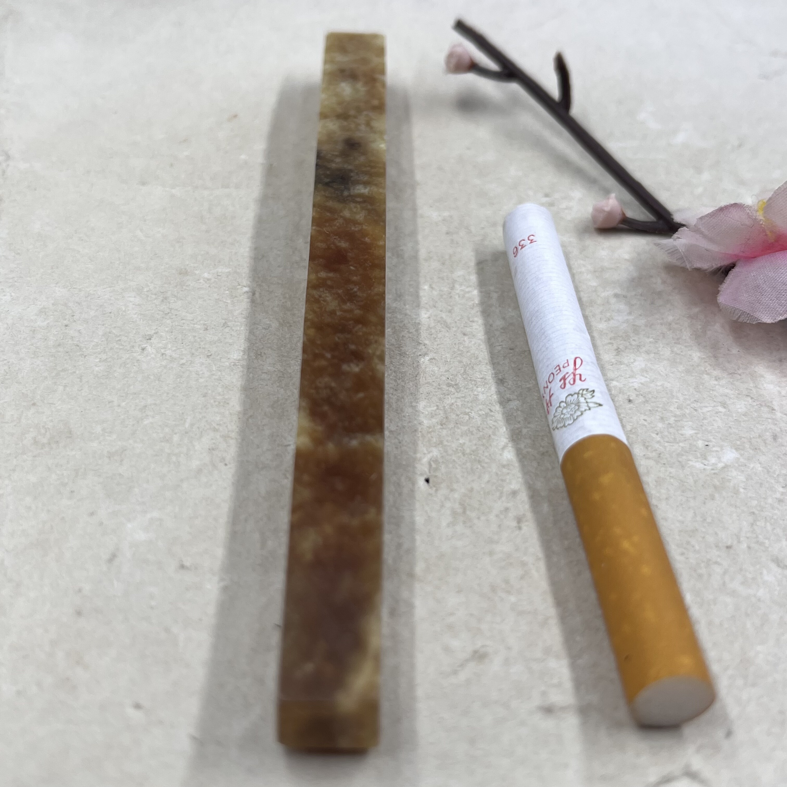 新疆和田玉糖玉红糖且末长条发簪料边角料镇尺玉石料标本包邮29t