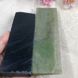 2件价新疆和田玉青玉翠青牌子边角料 玉石镇尺标本料下脚料包邮ta