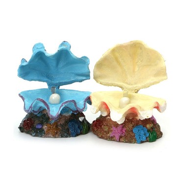 珍珠扇贝鱼缸装饰摆件水族箱造景吐泡贝壳气石连接增氧泵气动摆件