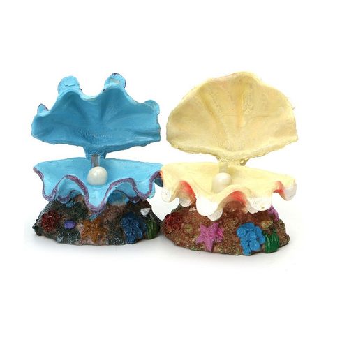 珍珠扇贝鱼缸装饰摆件水族箱造景吐泡贝壳气石连接增氧泵气动摆件