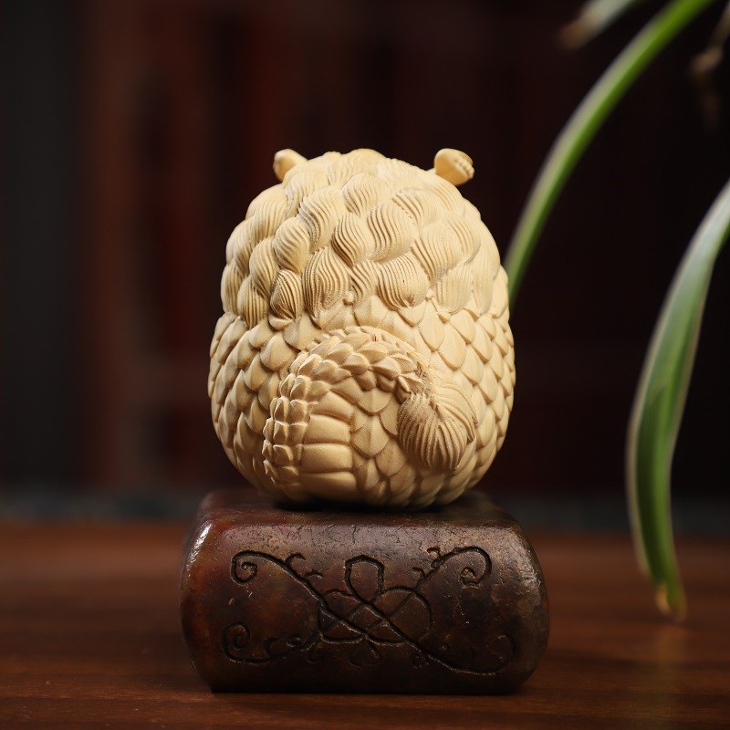 黄杨木雕龙宝宝手把件随身实木雕刻工艺生肖龙生日礼物桌面小摆件