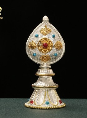 藏式吉祥曼扎盘西藏合金曼茶罗盘立体雕花彩珠镶嵌曼达盘曼札盘