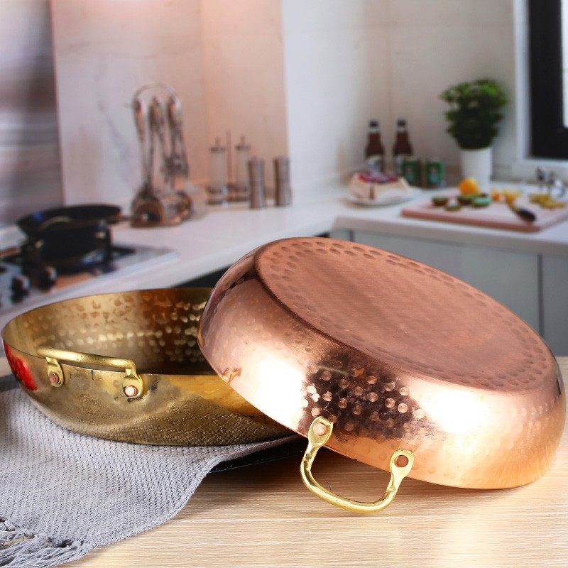 铜锅火锅纯铜平底锅铜锅家用炒菜锅天妇罗锅炸锅煎锅汤锅干锅锅,厨房/烹饪用具,火锅,淘宝优惠券,粉丝福利购,淘宝优惠卷