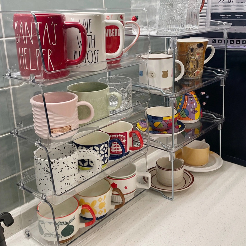 杯子收纳置物架水杯架橱柜桌面放茶杯神器咖啡马克杯陈列架亚克力