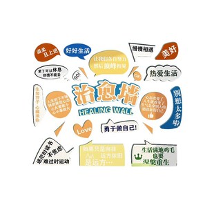 网红墙员工休息区吧台茶水间布置墙贴治愈系氛围感许愿背景墙贴纸
