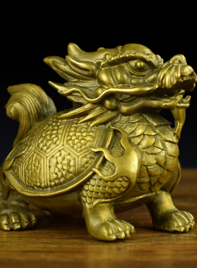铜龙龟摆件龙生九子霸下荣归金鳌客厅书房桌面文玩收藏镇纸赑屃