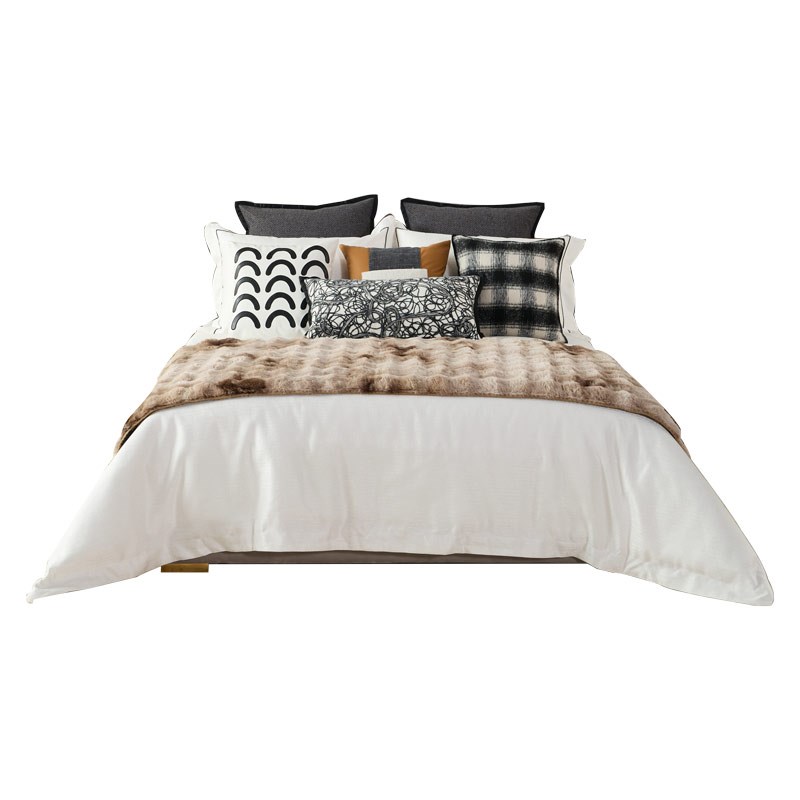 展厅样板间 家具配套床品 轻奢意式侘寂风 高端软装床品多件套 咖