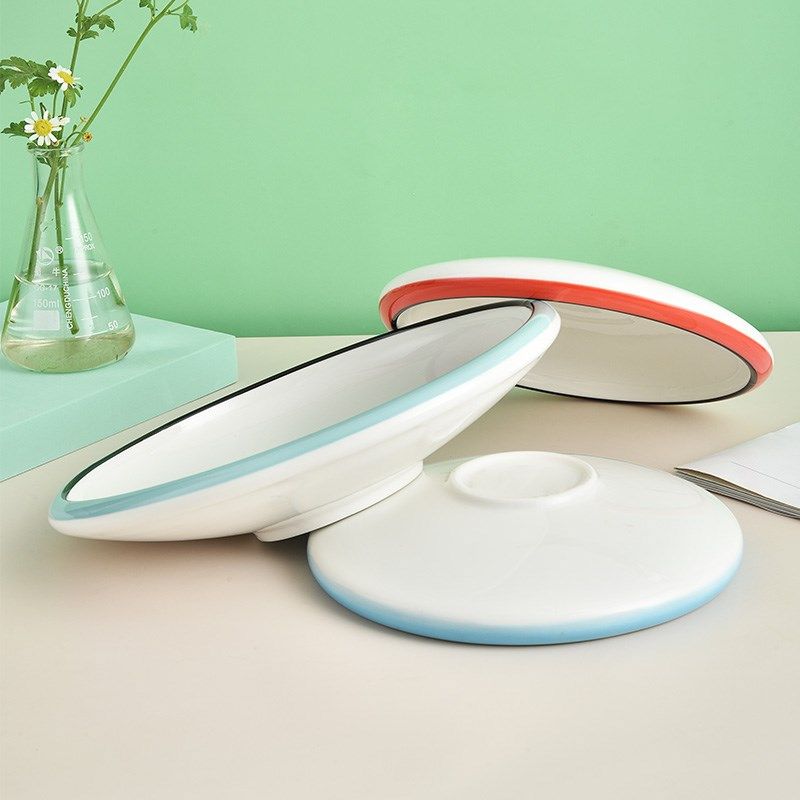 印象品瓷 北欧风陶瓷简约圆盘子小脚圆碗饭店凉菜盘冷菜创意餐盘,餐饮具,盘,淘宝优惠券,粉丝福利购,淘宝优惠卷