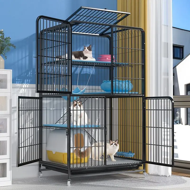 猫笼子家用室内带厕所一体超大自由空间双层别墅猫舍猫屋猫咪笼子