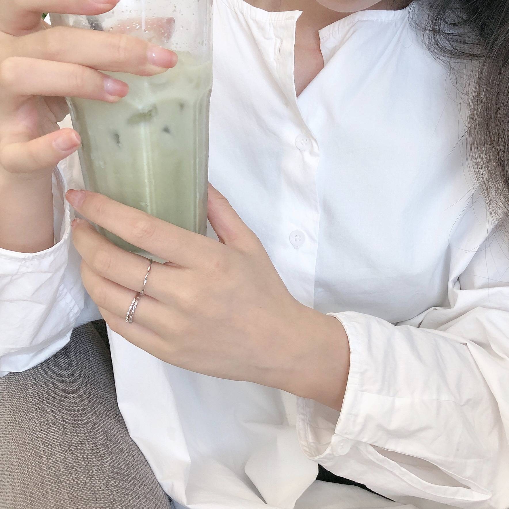 925纯银简约镶钻戒指食指指环戒指/指环
