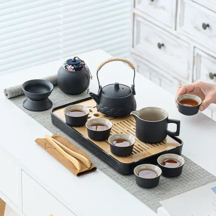 黑陶旅行茶具套装茶盘公司周年庆活动送客户实用高档商务礼品