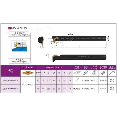 S25S-MVWN-NQCL16 S32RT-MVWN-L16 数控车R刀 杆内孔镗孔刀
