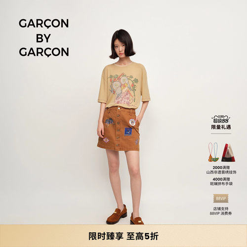 【明星同款】GARCON BY GARCON 25春夏 NEED SUN 刺绣工装迷你裙