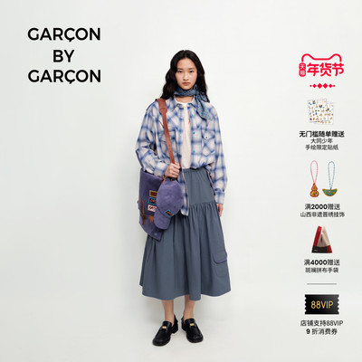 【明星同款】GARCON BY GARCON 25秋冬棉格纹拼接式西部风衬衫