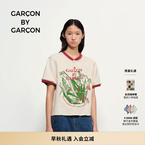GARCON BY GARCON 26秋冬登封农场印花亨利领短袖T恤 多色可选